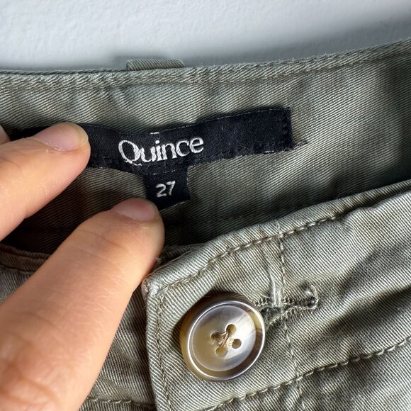 Quince Stretch Cotton Twill Girlfriend Chino Pants Side Stripe Olive Size 27 - Picture 5 of 11
